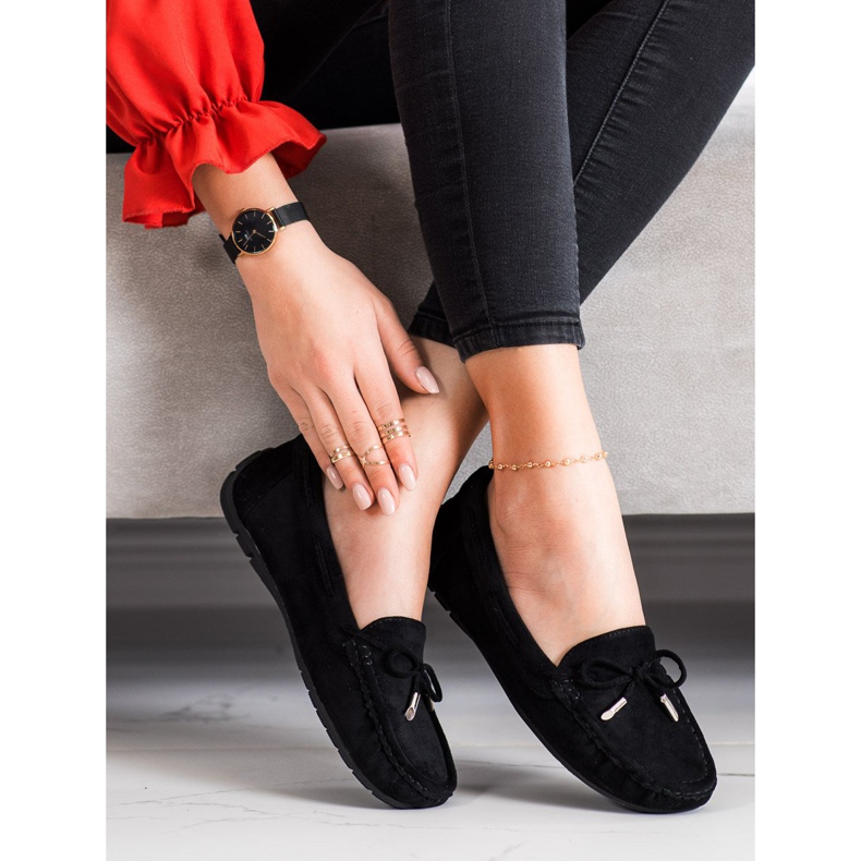 SHELOVET Udobne mokasine od antilopa crno 1