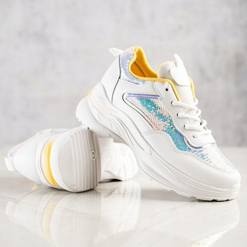 SHELOVET Tenisice sa šljokicama bijela 1