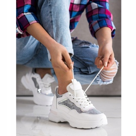 SHELOVET Tenisice sa šljokicama bijela 2