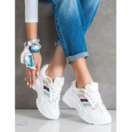 SHELOVET Tenisice sa šarenim prugama bijela 2