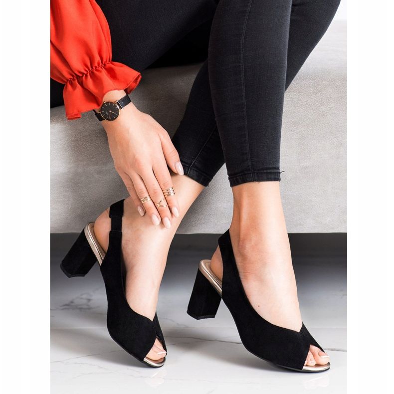 Evento Sandale od antilopa na šanku crno 1