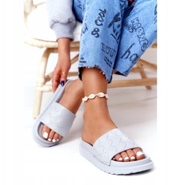 Ženske papuče na sivoj platformi Big Star HH274688 siva 1