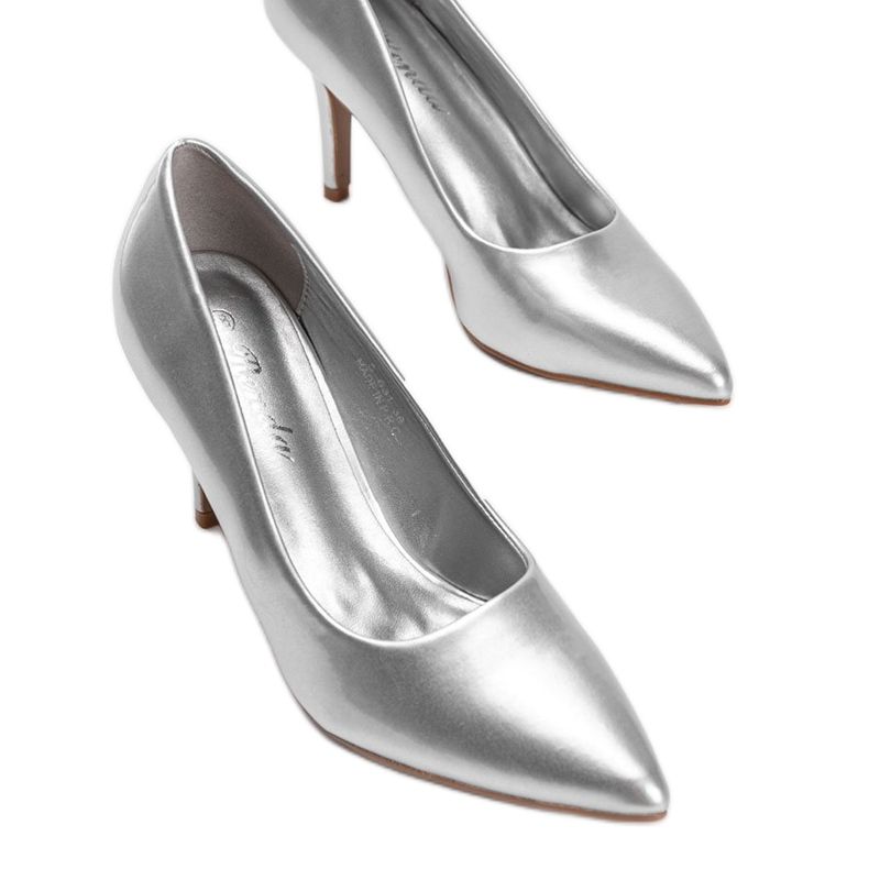 Srebrne pumpe od eko kože Ally srebro 1