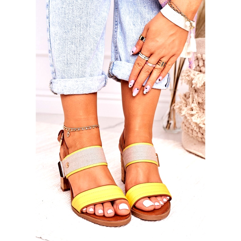 Jezzi Ženske sandale na Cork Post Yellow 20SD35-1826 bež 3