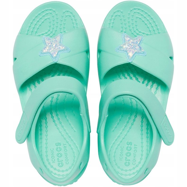 Crocs dječje sandale Classic Cross Strap Charm mint 206947 3U3 zelena 1