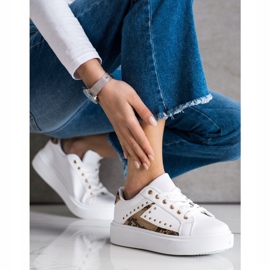 SHELOVET Bijele tenisice na platformi bež bijela crna 2