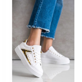 SHELOVET Bijele tenisice na platformi bijela crna žuta boja 1