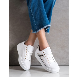 SHELOVET Bijele tenisice na platformi bijela crno 2