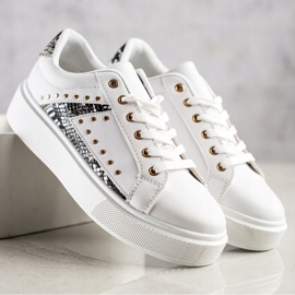 SHELOVET Bijele tenisice na platformi bijela crna 1