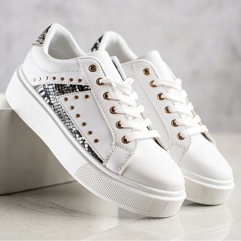 SHELOVET Bijele tenisice na platformi bijela crna 1