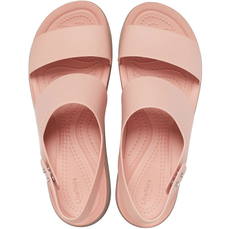 Crocs ženske sandale Brooklyn Low Wedge ružičasto-bež 206453 6RT ružičasta 1