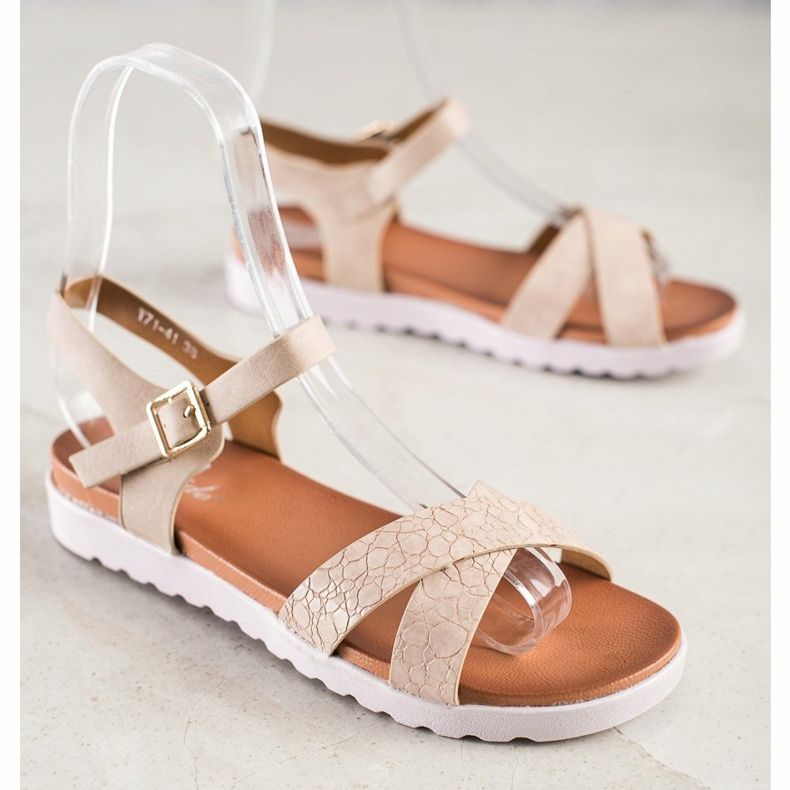 Weide Bež sandale s eko kožom 1