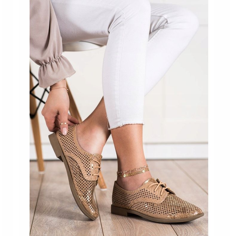 SHELOVET Ažurne cipele za proljeće smeđa raznobojna 1