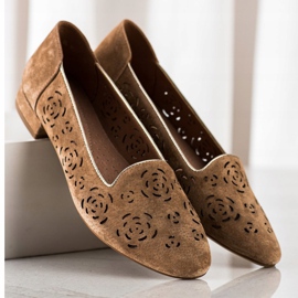 Kožne pumpe s ružama Sergio Leone smeđa 1