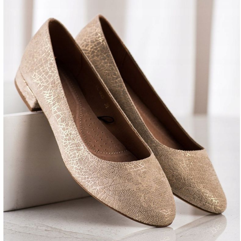 Sergio Leone BL625 balerinke na ravnu petu bež zlatni 2