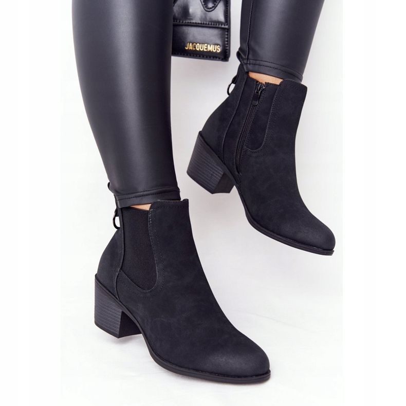 PJ1 Ženske crne tople čizme Jodhpur Heel Trinity crna 1