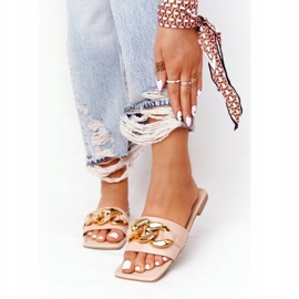 Kožne papuče s lancem Goli francuski poljubac bež višebojan 1