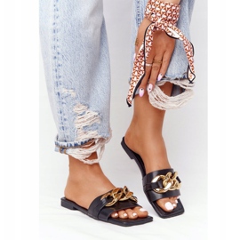 Kožne papuče s lancem Crni francuski poljubac crna 2