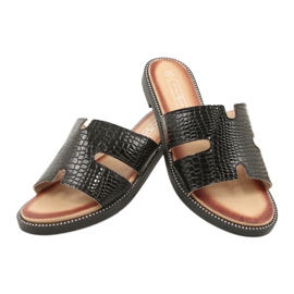 Filippo Sjajni lakirani zaklopci crne kože umetak crna 4