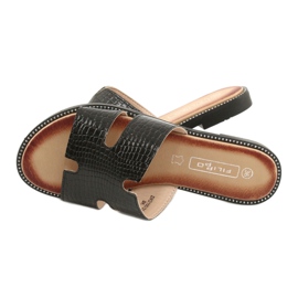 Filippo Sjajni lakirani zaklopci crne kože umetak crno 5