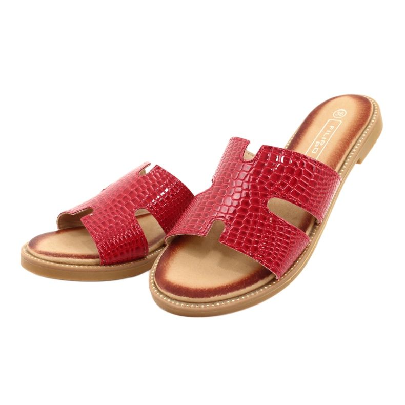 Filippo Ženski sjajni crveni lakirani flip flops crvena 2
