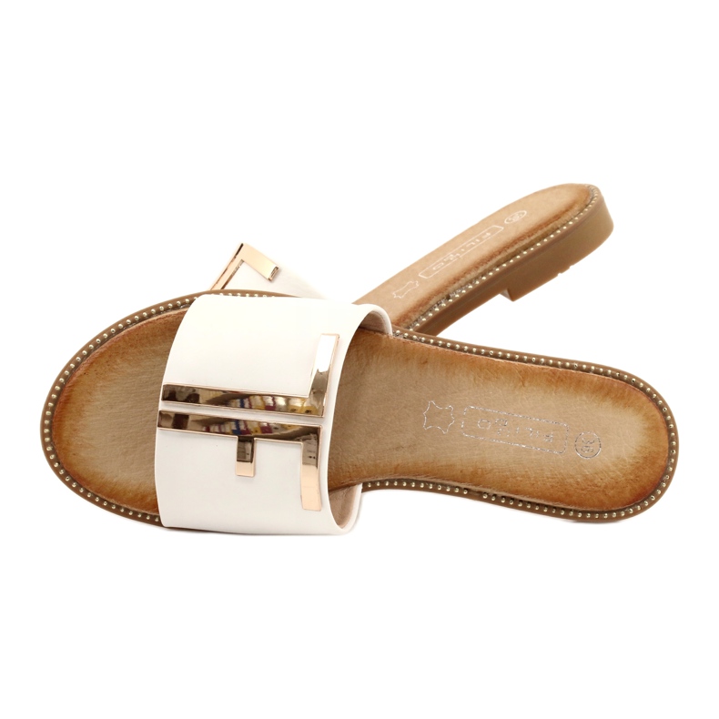 Filippo Modne ženske bijele i zlatne papuče bijela 4