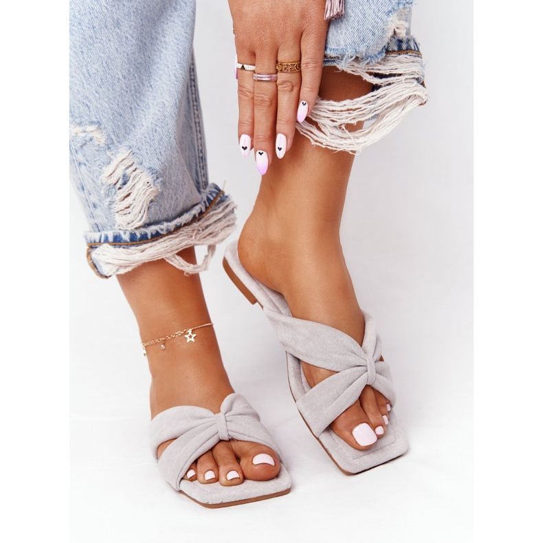 PS1 Ženske papuče od velura Siva nebeska vanilija 1