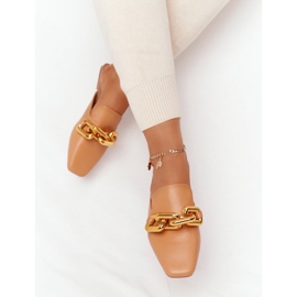 PS1 Papuče s gornjim dijelovima i lančanom devicom zovu me smeđa zlatna 2