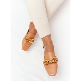 PS1 Papuče s gornjim dijelovima i lančanom devicom zovu me smeđa zlatni 1