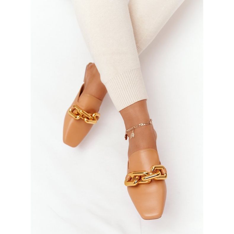 PS1 Papuče s gornjim dijelovima i lančanom devicom zovu me smeđa zlatni 1