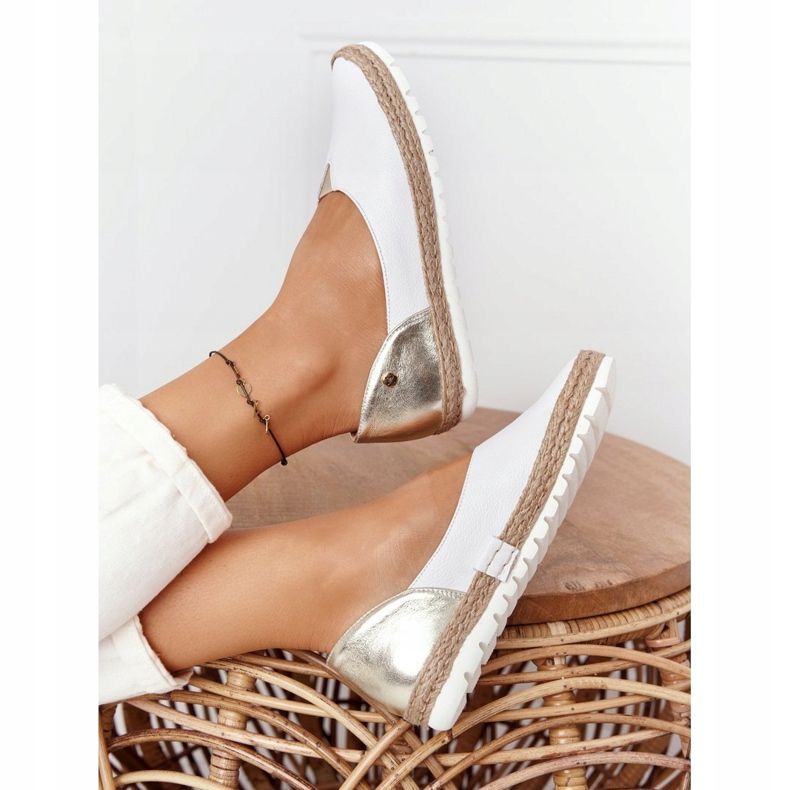 Kožne Maciejka 05056-11 bijele i zlatne balerinke bijela zlatni 2