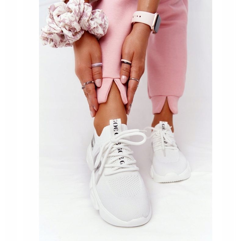 Ženske sportske čarape GOE HH2N4016 Bijele bijela crno 1