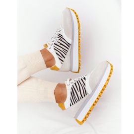 Kožne sportske cipele na platformi GOE HH2N4001 Bijelo-žuta bijela 1