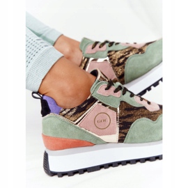 Sportske cipele od antilopa na GOE HH2N4002 zeleno-zlatnoj platformi bež smeđa ružičasta zelena zlatna 1