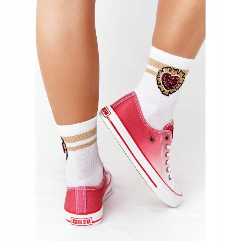 Ženske tenisice Big Star HH274130 Ombre crvena bijela 2