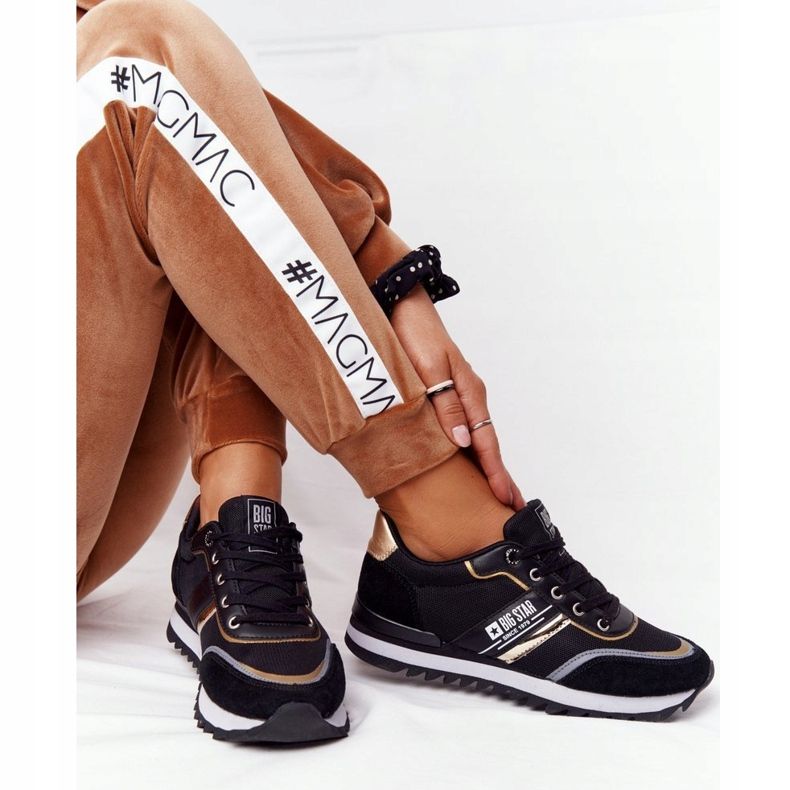 Ženske sportske cipele Memory Foam Big Star HH274272 Crna zlatni 2