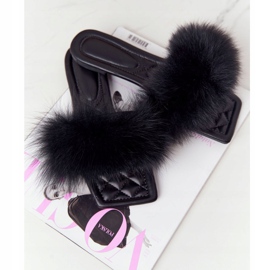 Kožne papuče s krznom Black Love So So crna 2