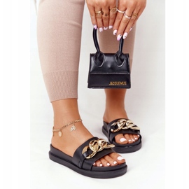 Crne papuče za platformu za odmor s lancem crna zlatni 1