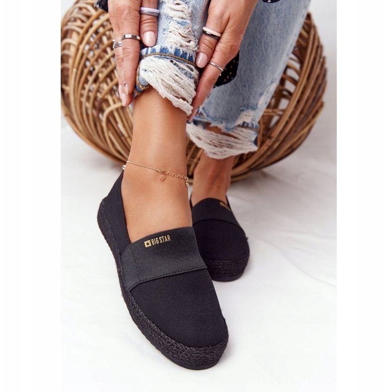 Crne espadrile na pletenoj potplati Big Star HH274482 crna zlatni 1