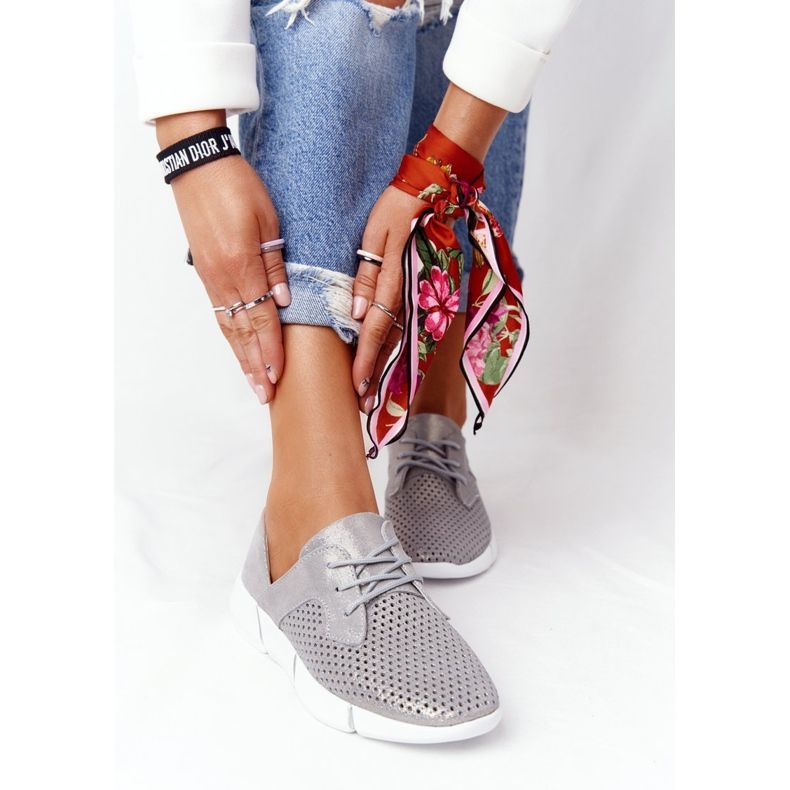 EVE Ženske kožne sportske cipele Grey Day Trip srebro 2