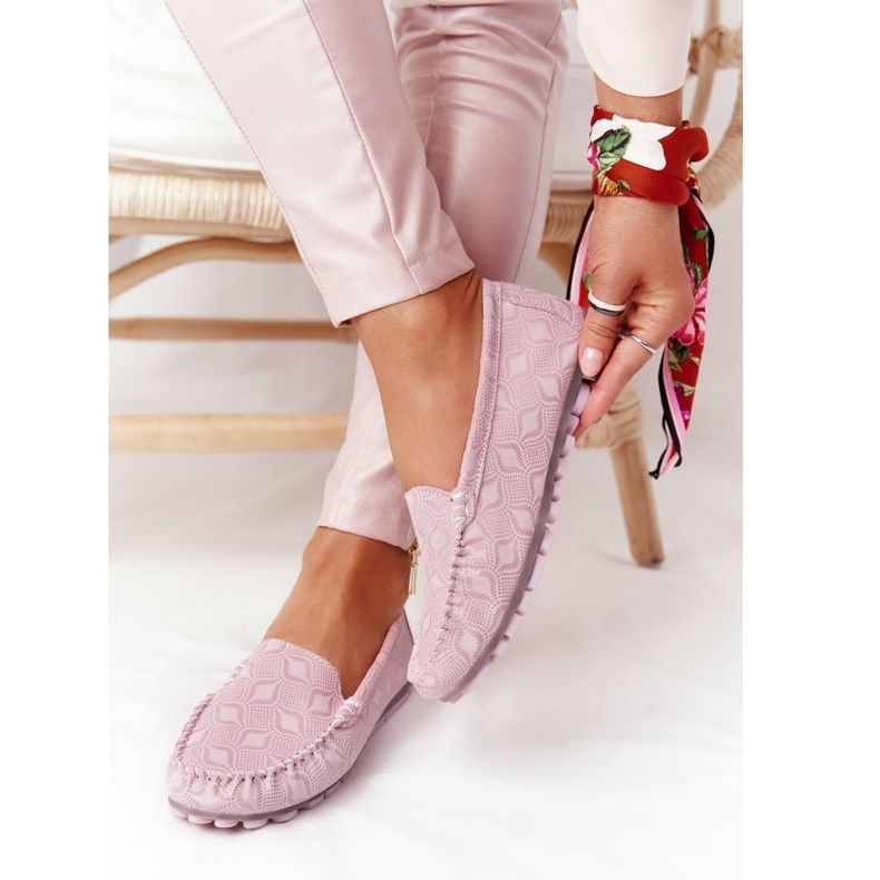 Kožne mokasine Rio Flore ekološke kože ružičasta 1