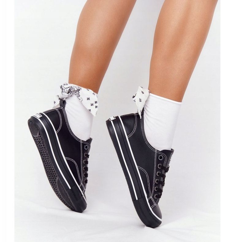 Ženske kožne tenisice Big Star HH274145 Crne crno 1