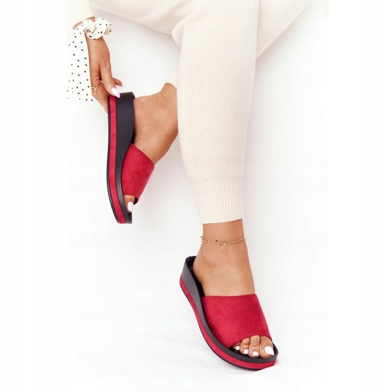 Papuče na klin Vinceza 21-17113 Crvene crno crvena 1