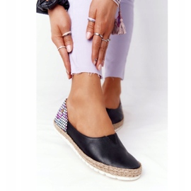 Maciejka 05056-01 Balerine od crne kože crna višebojan 2