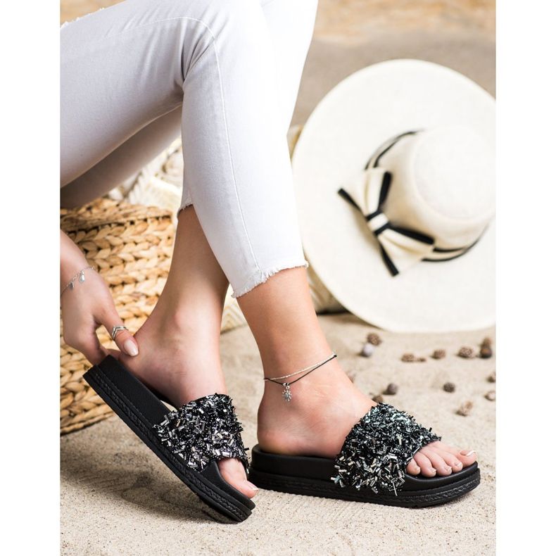 Seastar Modne kristalne papuče crna 1