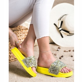 Seastar Modne kristalne papuče srebro žuta boja 1