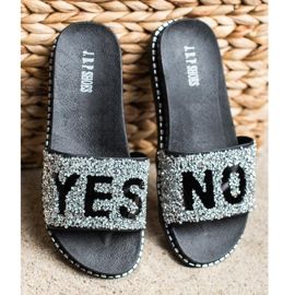 SHELOVET Moderne japanke s kristalima crna srebro 2