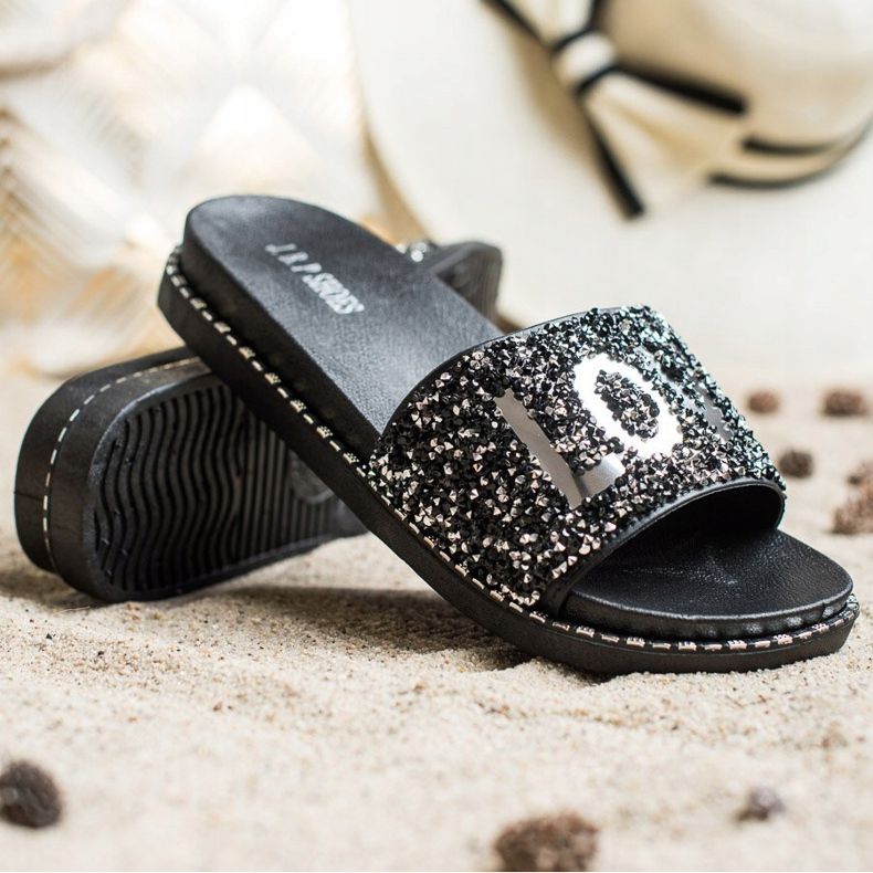 SHELOVET Love platform papuče crno srebro 1