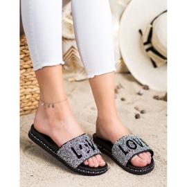 SHELOVET Love platform papuče crno srebro 1