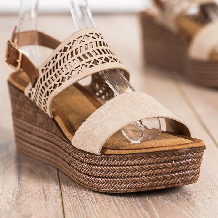 S. BARSKI Bež sandale Na Koturnie S.BARSKI smeđa 1